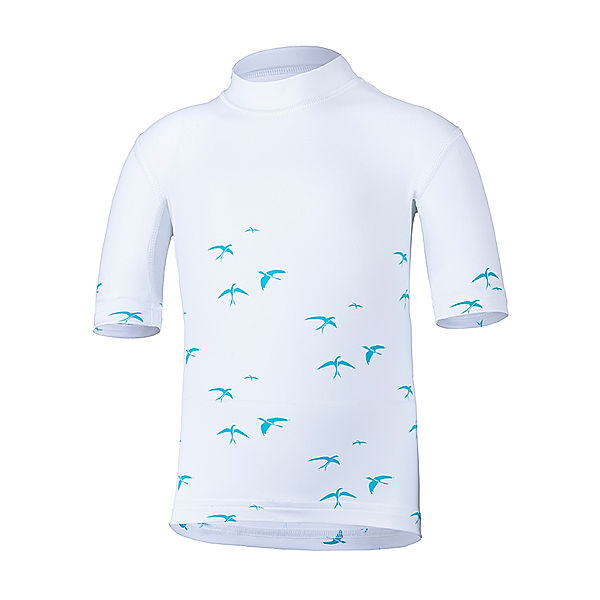 Hyphen Kurzarm-Badeshirt BABZ – BIRDY in weiß/türkis