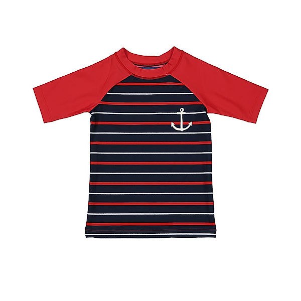 Hatley Kurzarm-Badeshirt NAUTICAL STRIPE gestreift in rot/dunkelblau