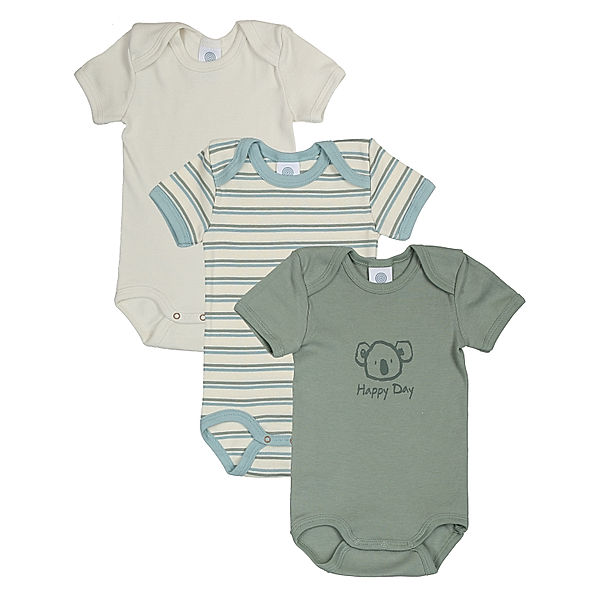 Sanetta Kurzarm-Body BOY 3er Pack in lily green