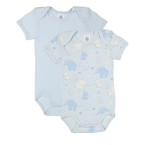 Sanetta Kurzarm-Body ELEPHANT 2er-Pack in hellblau