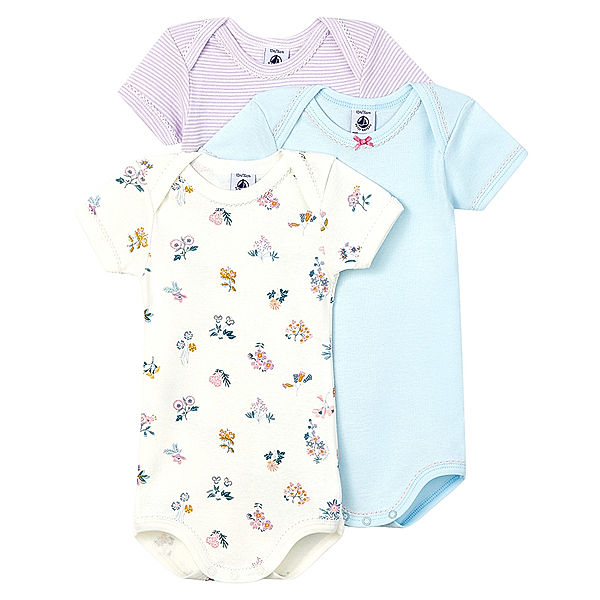 Petit Bateau Kurzarm-Body HERBOLISITIQUE 3er-Pack in bunt