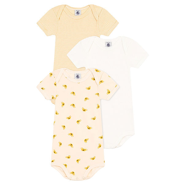 Petit Bateau Kurzarm-Body KOALA 3er Pack in beige