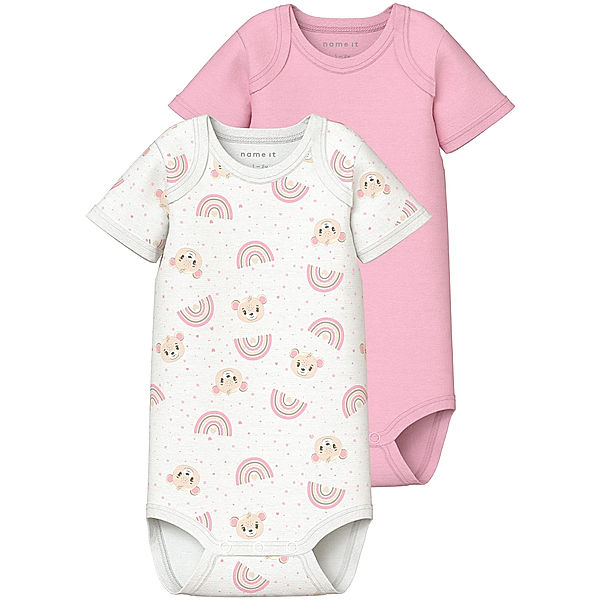 name it Kurzarm-Body NBFBODY TEDDY 2er Pack weiss/rosa