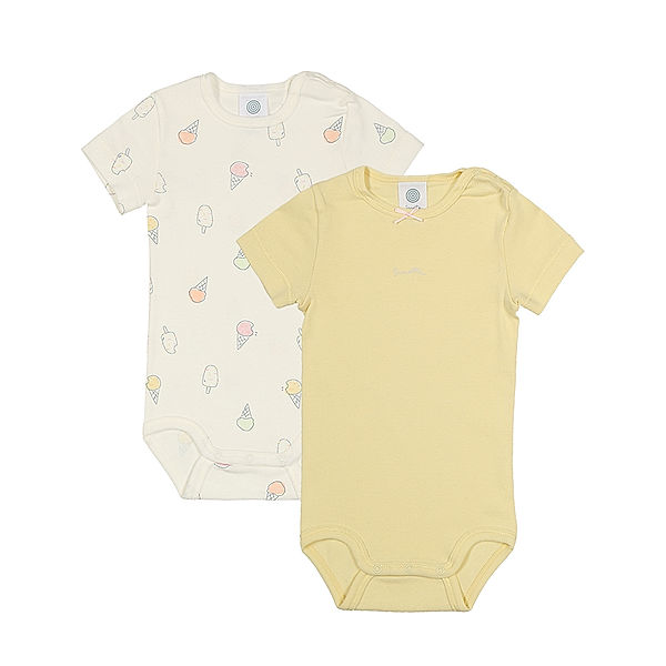 Sanetta Kurzarm-Body SWEET SUMMER 2er Pack in offwhite/gelb