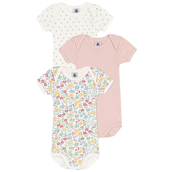 Petit Bateau Kurzarm-Body VIEVE 3er-Pack in rosa/marshmallow