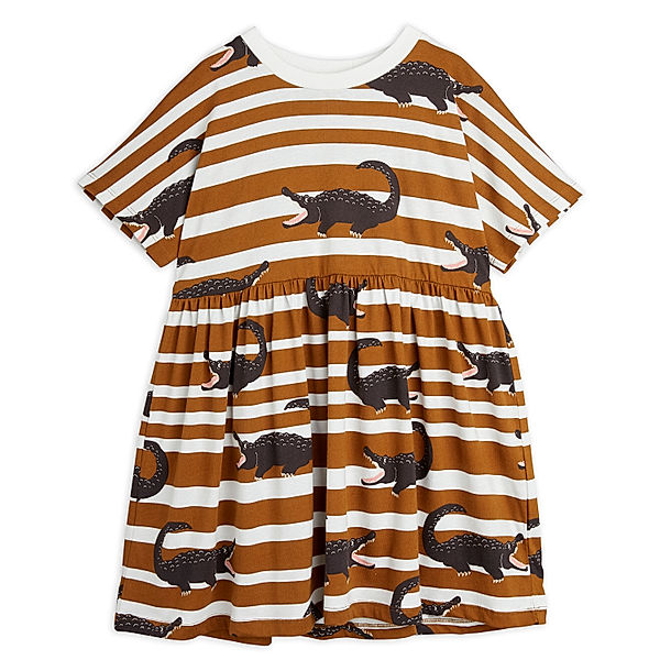 mini rodini Kurzarm-Kleid CROCODILES in brown