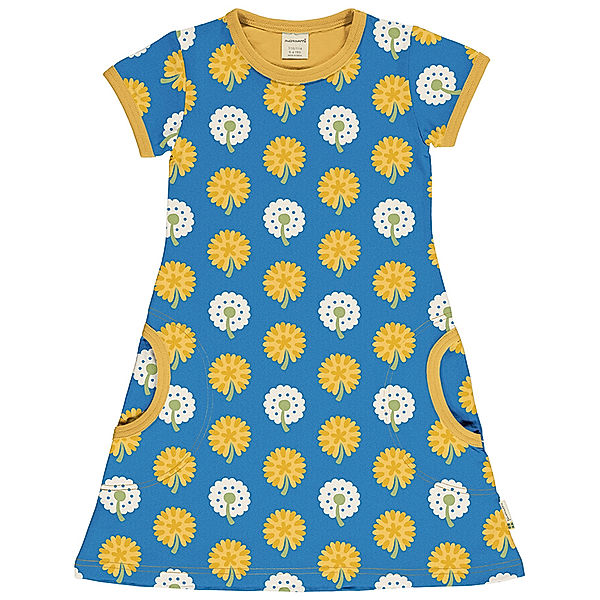 Maxomorra Kurzarm-Kleid DANDELION in blau/gelb