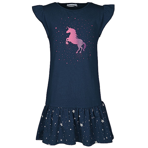 zoolaboo Kurzarm-Kleid GLITTER UNICORN in dunkelblau