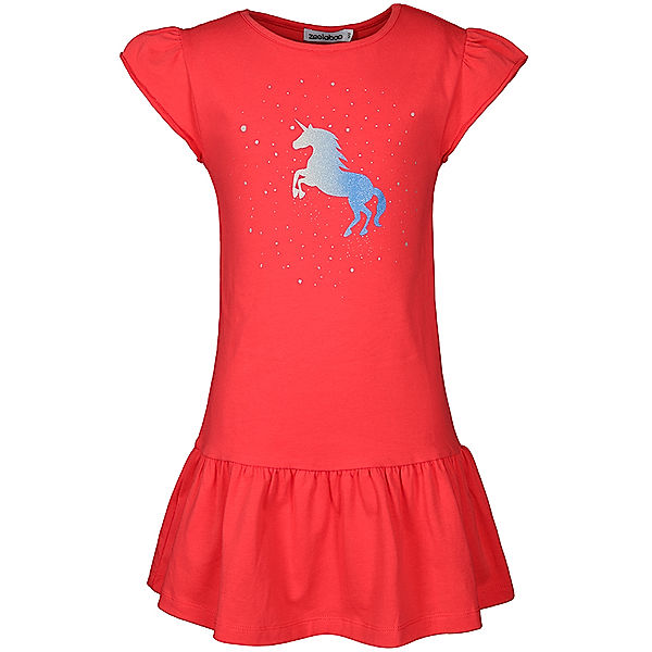 zoolaboo Kurzarm-Kleid GLITTER UNICORN mit Farbverlauf in koralle