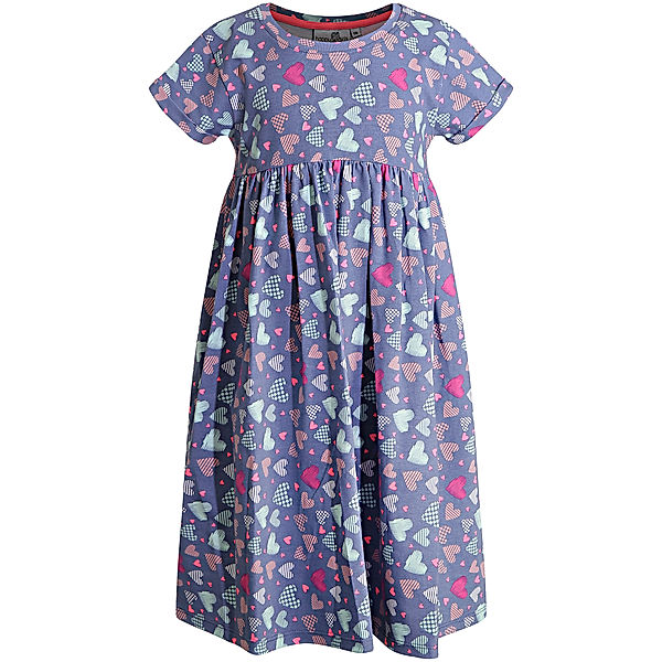 happy girls Kurzarm-Kleid HEARTS in jeans blue