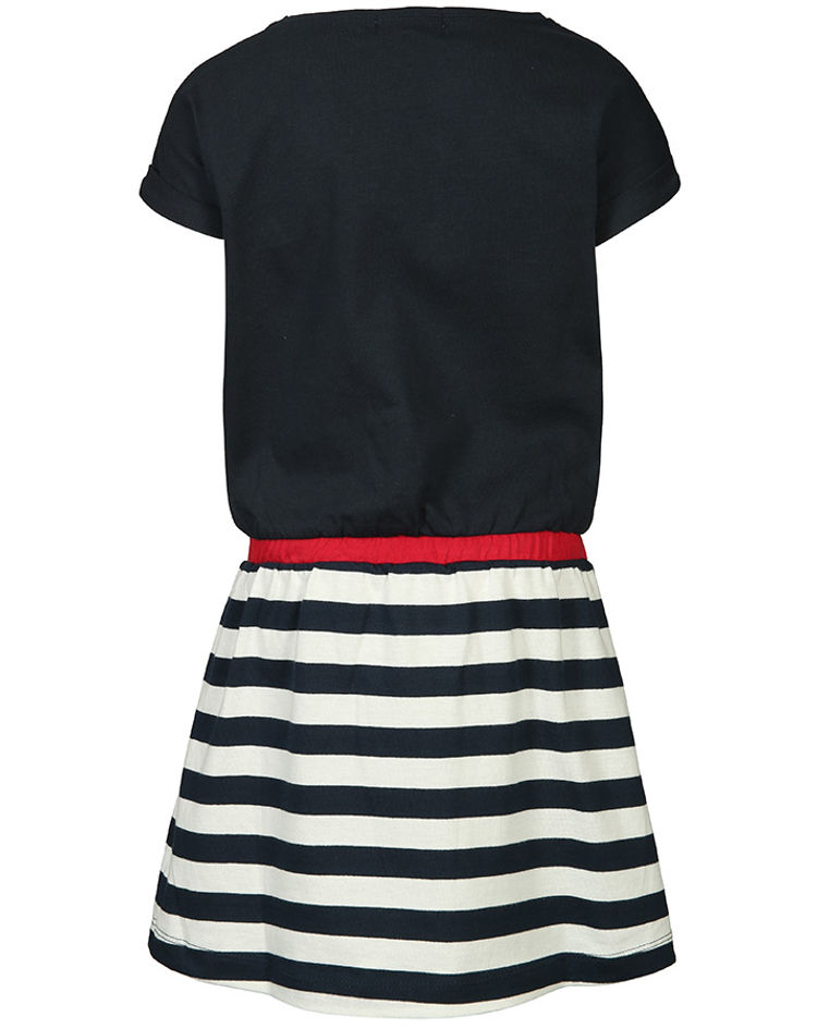 Kurzarm-Kleid HERZ DETAIL gestreift in blau rot kaufen