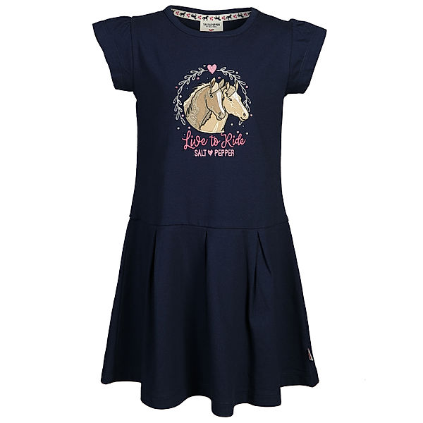 Salt & Pepper Kurzarm-Kleid LIVE TO RIDE in navy