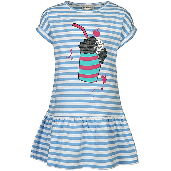 tausendkind collection Kurzarm-Kleid MILKSHAKE mit Wendepailletten gestreift in blau/weiss