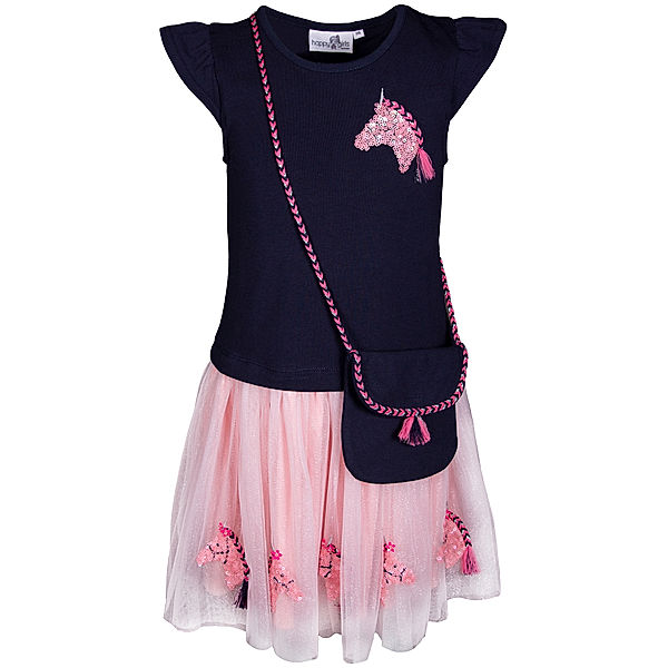 happy girls Kurzarm-Kleid PAILLETTEN UNICORN mit Tasche in navy