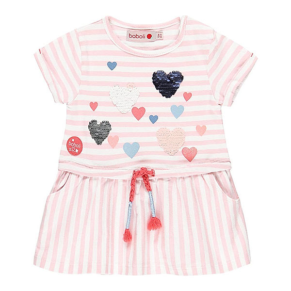 Boboli Kurzarm-Kleid SWEETHEART mit Höschen gestreift in rosa