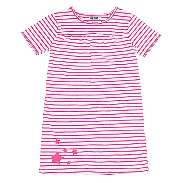 zoolaboo Kurzarm-Nachthemd STARLIGHT geringelt in weiß/pink