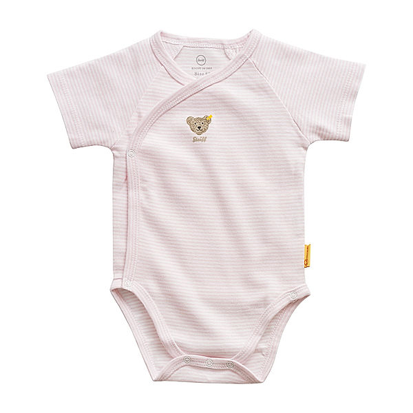 Steiff Kurzarm-Wickelbody BASIC geringelt in rosa