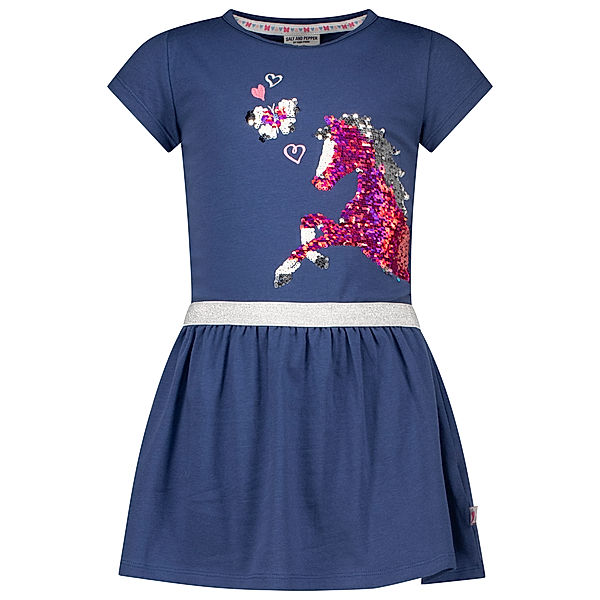 Salt & Pepper Kurzarmkleid PAILLETTEN HORSE in diva blue