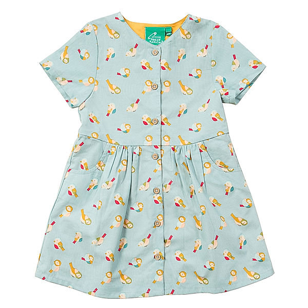 Little Green Radicals Kurzarmkleid RAINBOW BIRDS mit Knöpfen in hellblau