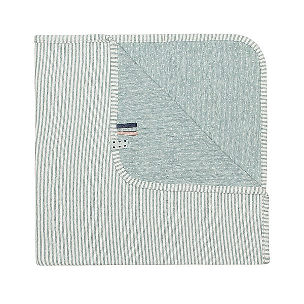 OrganicEra Kuscheldecke DEVIN (80x80) gestreift in aqua melange