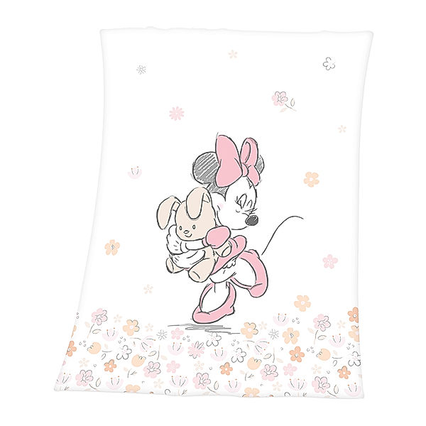 HERDING Kuscheldecke DISNEY‘S MINNIE MOUSE (75x100) in weiß/pink