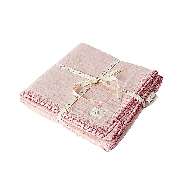 OrganicEra Kuscheldecke GLITTER (100x100) in powder pink