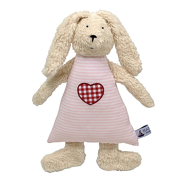 Hansekind Kuscheltier HASE MIT HERZ (30 cm) in rosa geringelt