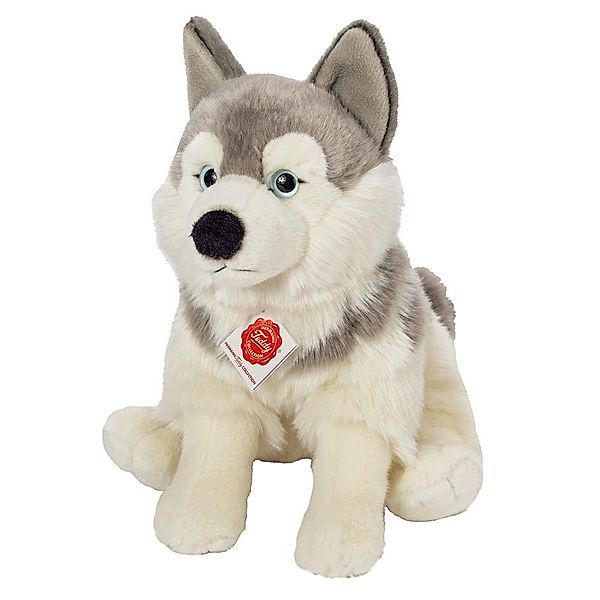 Hermann Teddy Kuscheltier HUSKY (29 cm) sitzend in weiss/grau