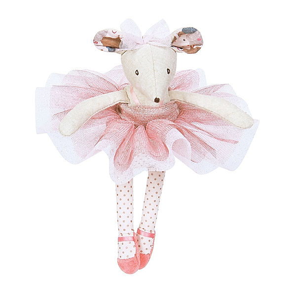 Moulin Roty Kuscheltier IL ETAIT UNE FOIS – MAUS BALLERINA (22cm) in creme/rosa