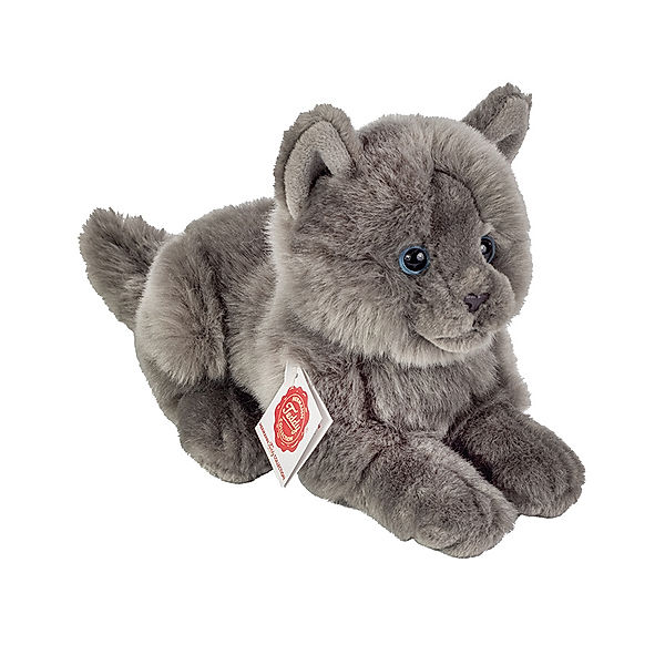 Hermann Teddy Kuscheltier KÄRTÄUSER KATZE LIEGEND (20cm) in grau