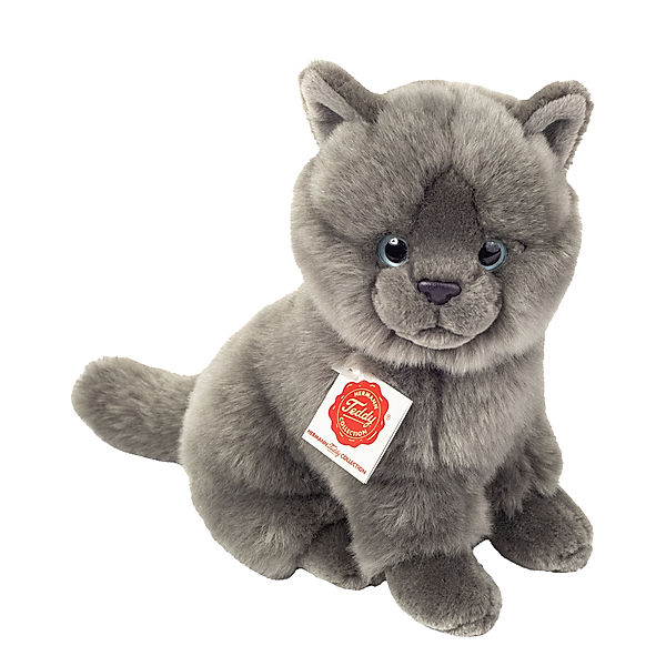 Hermann Teddy Kuscheltier KARTÄUSER KATZE (20 cm) sitzend in grau