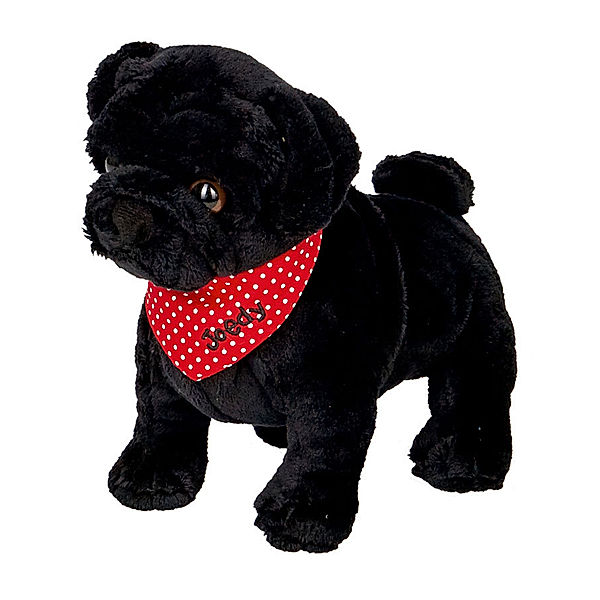 Die Spiegelburg Kuscheltier LUSTIGE TIERPARADE – MOPS JOEDY (17cm) in schwarz