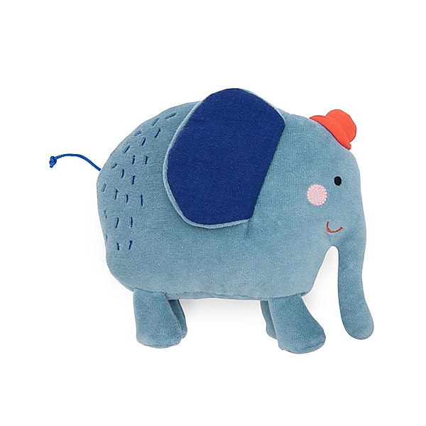 Moulin Roty Kuscheltier-Rassel ELEFANT in blau