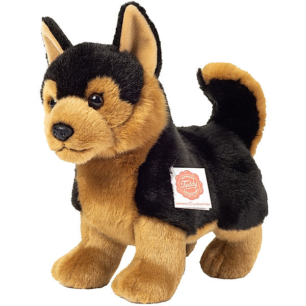 Hermann Teddy Kuscheltier SCHÄFERHUND (23 cm) stehend in schwarz/braun