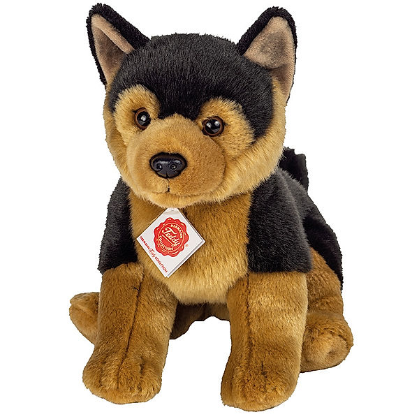 Hermann Teddy Kuscheltier SCHÄFERHUND WELPE sitzend (30cm) in schwarz/braun