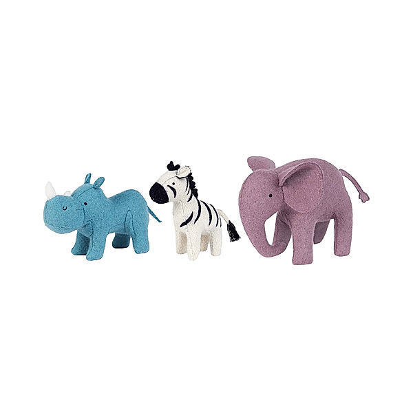 OlliElla Kuscheltier-Set HOLDIE FOLK -  SAFARI ANIMALS 3-teilig