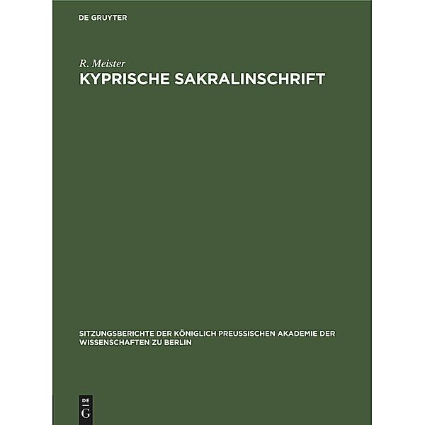 Kyprische Sakralinschrift, R. Meister