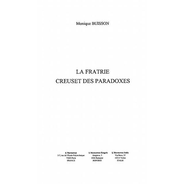 La fratrie, creuset de paradoxes / Hors-collection, Buisson Monique