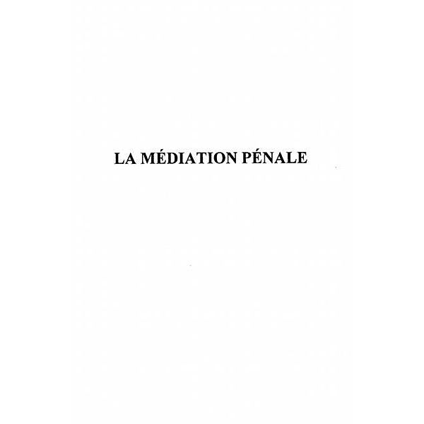 La mediation penale / Hors-collection, Cario Robert