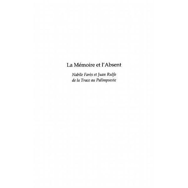 La memoire et l'absent - nabile fares et / Hors-collection, Karine Chevalier