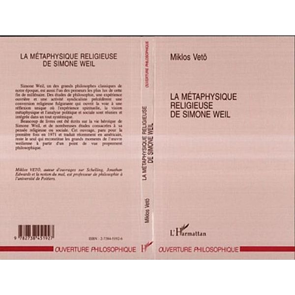 La metaphysique religieuse de Simone Weil / Hors-collection, Veto Miklos