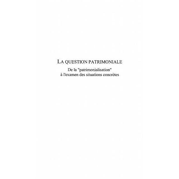 La Question patrimoniale / Hors-collection, Amougou Emmanuel