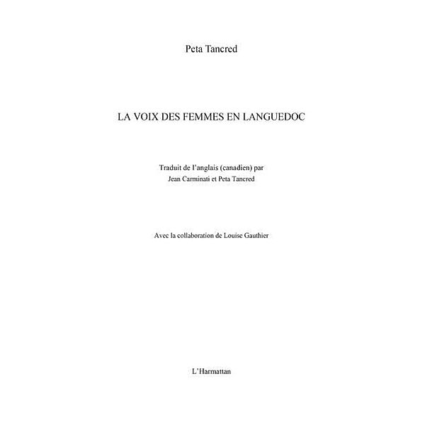 La voix des femmes en languedoc / Hors-collection, Peta Tancred