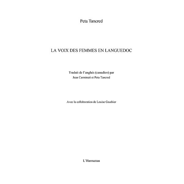 La voix des femmes en languedoc / Hors-collection, Peta Tancred