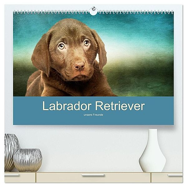 Labrador Retriever unsere Freunde (hochwertiger Premium Wandkalender 2024 DIN A2 quer), Kunstdruck in Hochglanz, M. Camadini Switzerland