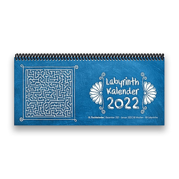 Labyrinth-Tischkalender 2022 XL, blau