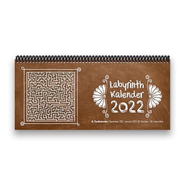 Labyrinth-Tischkalender 2022 XL, braun