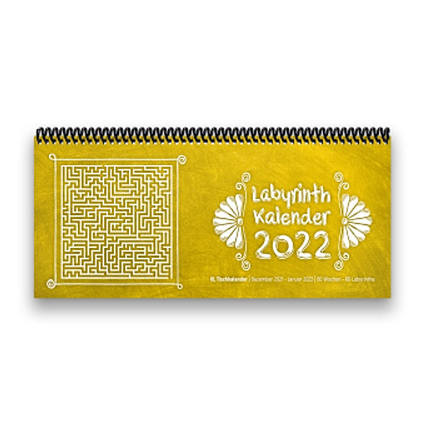 Labyrinth-Tischkalender 2022 XL, gelb