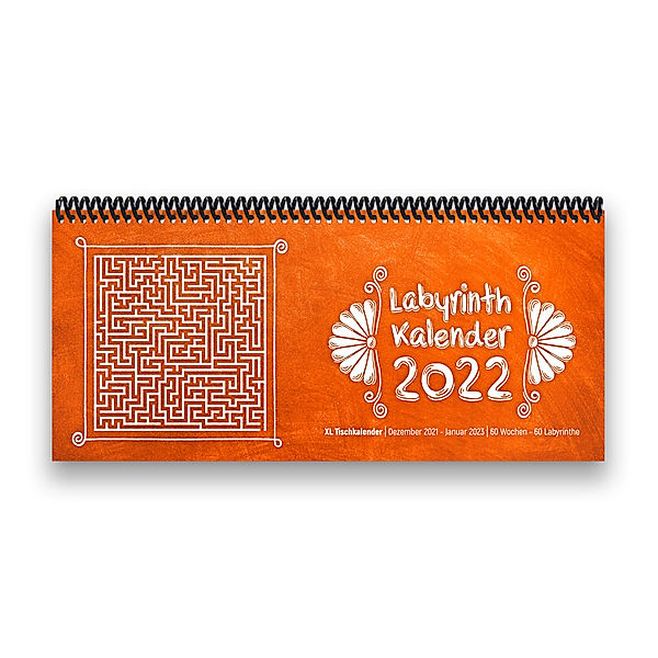 Labyrinth-Tischkalender 2022 XL, orange