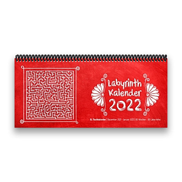 Labyrinth-Tischkalender 2022 XL, rot